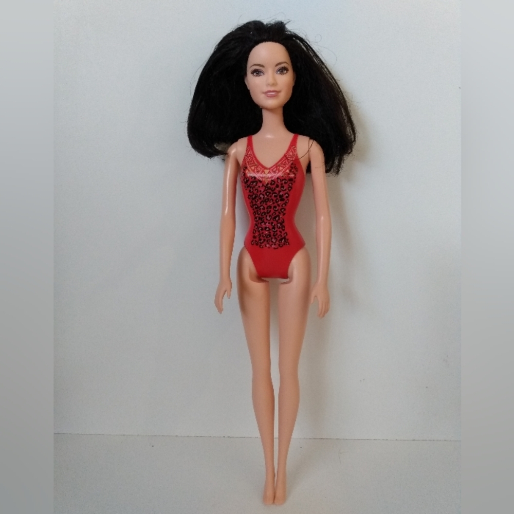 Beach Barbie Raquelle Red Leopard Print